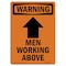 Signmission OSHA WARNING Sign, Men Working Above W/ Symbol, 24in X 18in Decal, 18" W, 24" L, Portrait OS-WS-D-1824-V-13324 - alternate 1